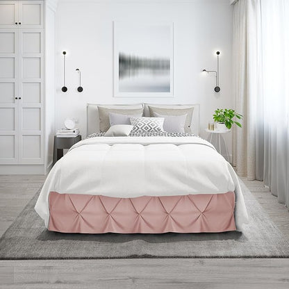 Nestl Blush Pink Bed Skirt Twin Size, Pinch Pleat Twin Bed Skirt, Hotel Quality - Image 9