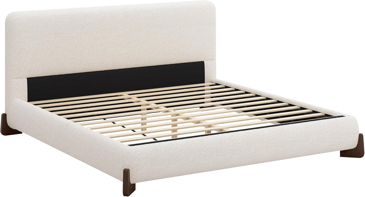 merax boucle king bed, upholstered bed frame and, package contents