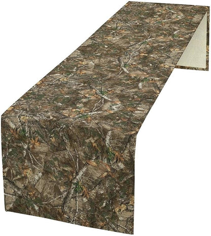 Oak Table Runner, Forest Green Camouflage Design Table Runner by Unknown