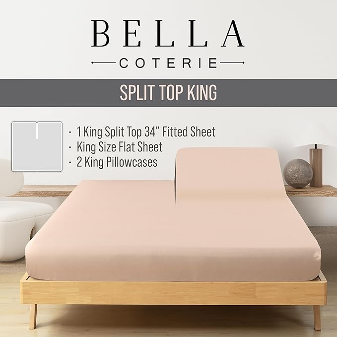 Bella Coterie Luxury Bamboo Viscose 34” Split Top King Size Sheet Set | 1 - Image 2