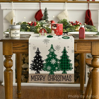 Artoid Mode Green Pine Trees Snowflake Merry Christmas Table Runner, Winter - Image 7