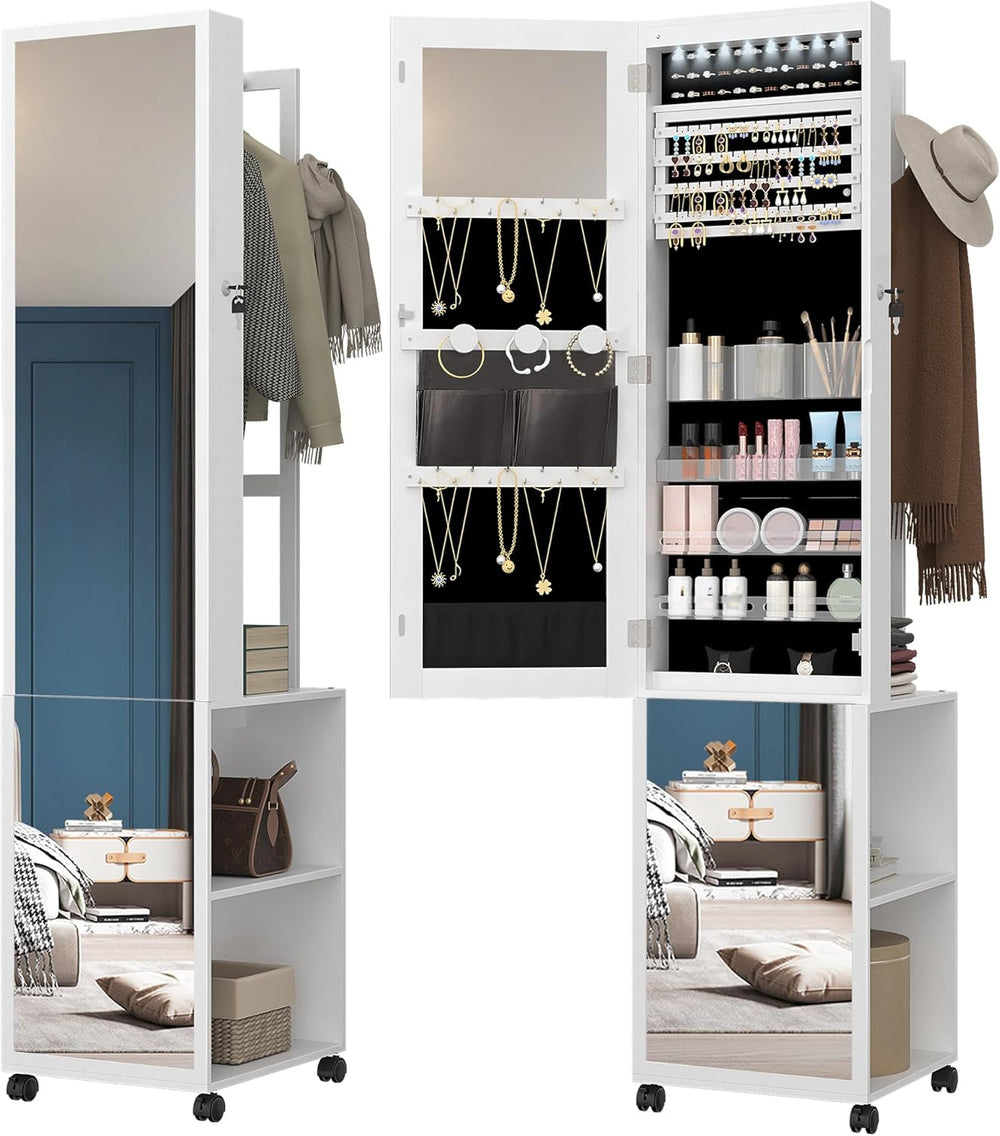 Hzuaneri 8 LEDs Jewelry Cabinet Armoire, 66.9-inch Jewelry Organizer