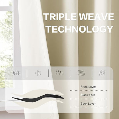 Cream Beige Curtains 108 Inch Length - Image 4