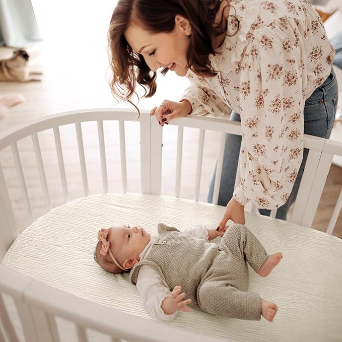 lulumoon Baby Muslin Bassinet Sheets: Cotton Bassinet Sheets Neutral - Image 3