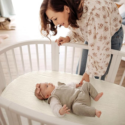 lulumoon Baby Muslin Bassinet Sheets: Cotton Bassinet Sheets Neutral - Image 3