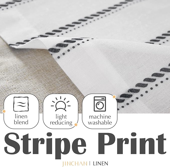 jinchan Nautical Valance Striped Linen Curtain 16 Inch Farmhouse Room Darkening - Image 7