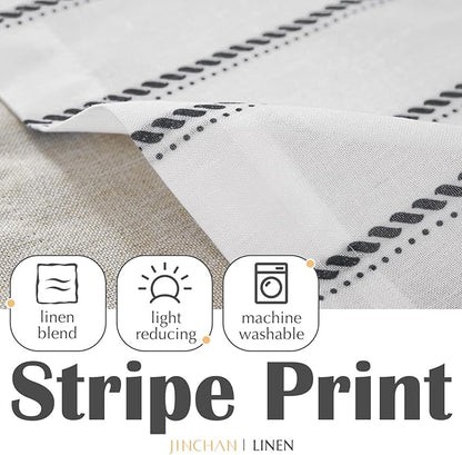 jinchan Nautical Valance Striped Linen Curtain 16 Inch Farmhouse Room Darkening - Image 7