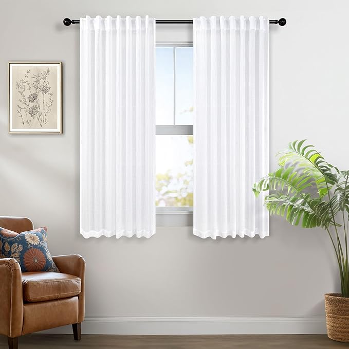 White Back Tab Curtains 45 Inch Length - Image 6