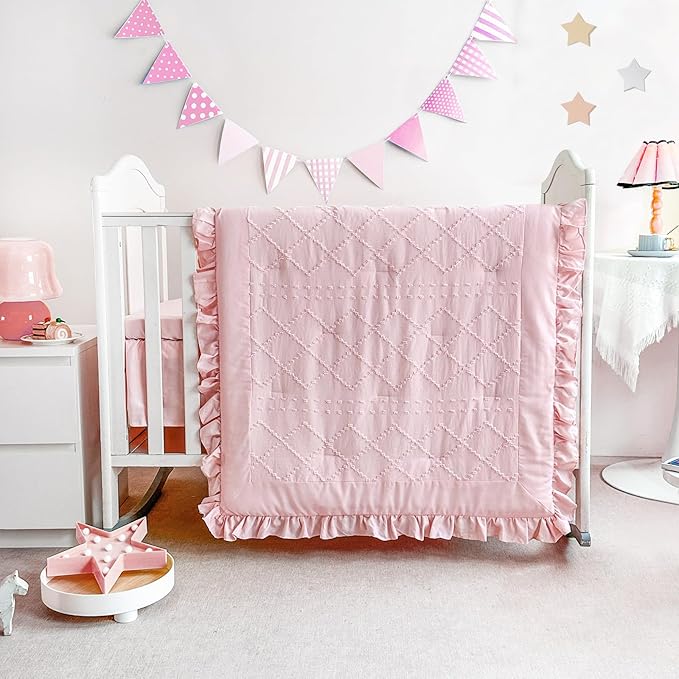 Wowelife Baby Girl Crib Bedding Set, Boho 3-Piece Crib Comforter Set by WOWELIFE