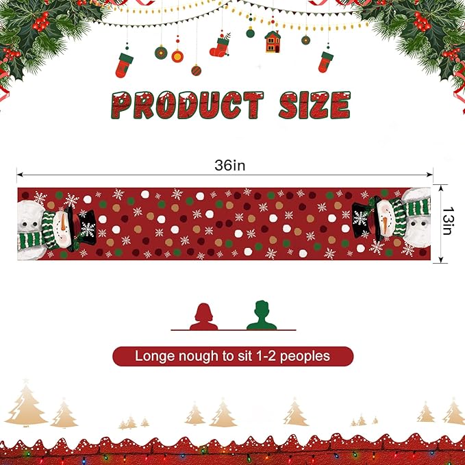 OTOSTAR Snowman Snowflake Christmas Table Runner, Xmas Seasonal Winter Holiday - Image 5