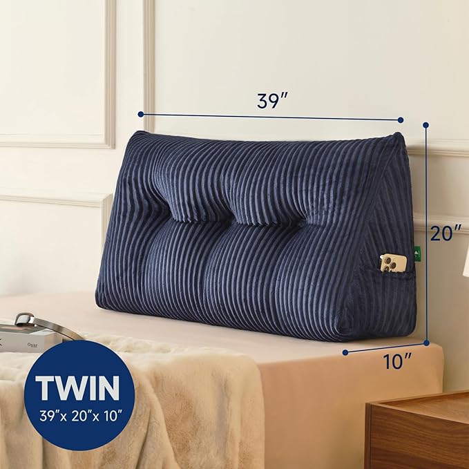 Z-hom Twin Headboard Pillow, Triangular Wedge Reading Pillow - Image 3