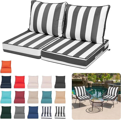 24x24'' Outdoor Chair Cushion Set of 2, UV&Fade Resistant Deep Seat Patio by Vulacko