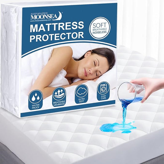 Full XL Mattress Topper Pad Waterproof Mattress Protector, Absorbent Quilted by Moonsea
