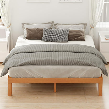 sweetcrispy king size bed frame, platform bed frame, front angle view