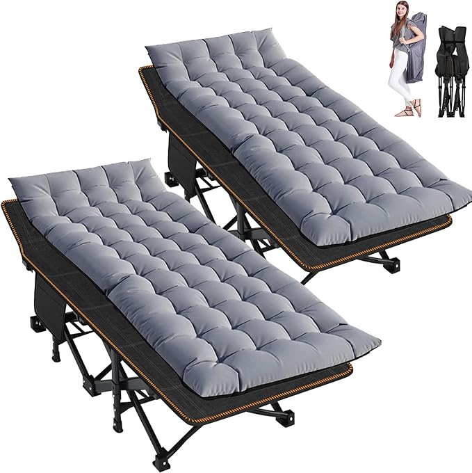 ABORON Camping Cot for Adult 28" Extra Wide, 2PK Heavy-Duty 1200D Oxford Cot by ABORON