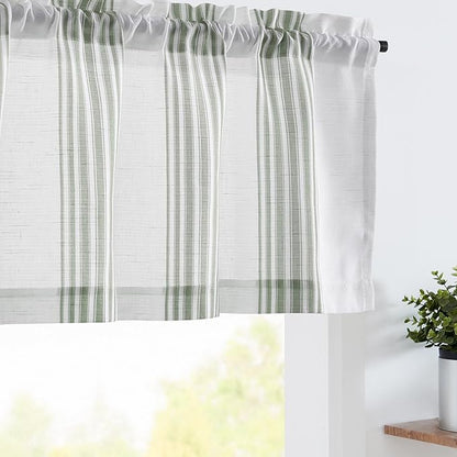 jinchan Striped Linen Valance Curtain 16 Inch Vertical Striped Valance by JINCHAN