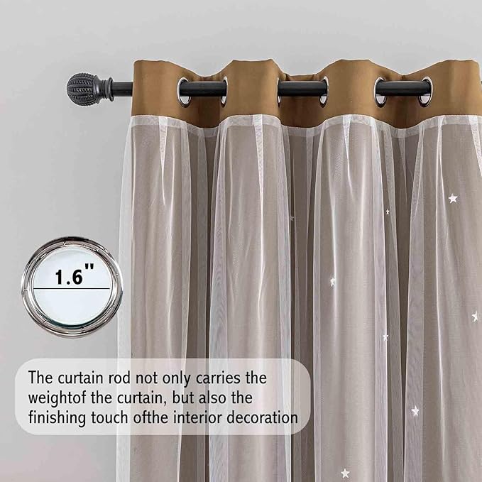 Anytime Romantic Kids Curtain, Hollow-Out Stars Window Curtain Double Layer - Image 3