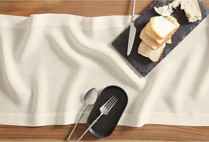 Solino Home 100% Pure Linen Ivory Table Runner 72 Inches - Image 3