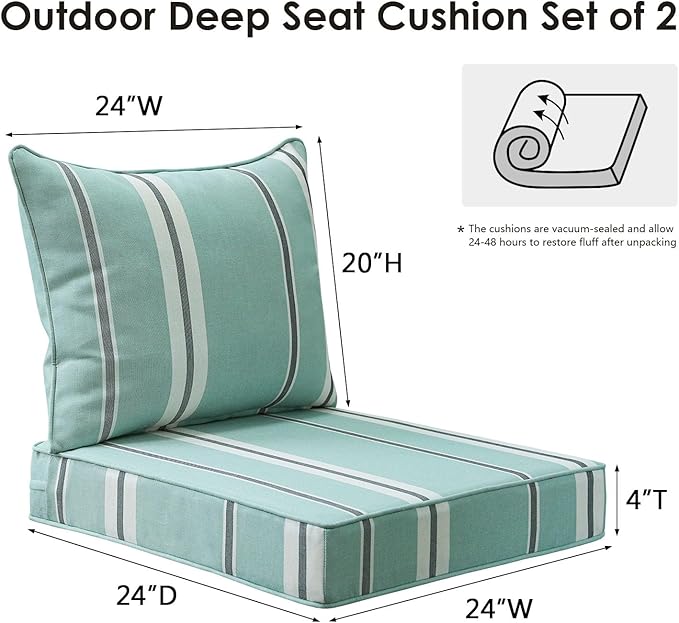 Outdoor Patio Chair Cushions Set, Water-Repellent, Fade Resistant, Deep Seat - Image 5