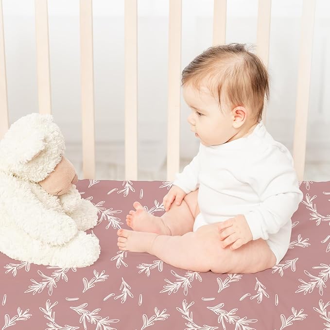 Nap Mat Sheet 47"x24", 3 Pack Pink Floral Baby Crib Sheets Fitted Elastic - Image 3