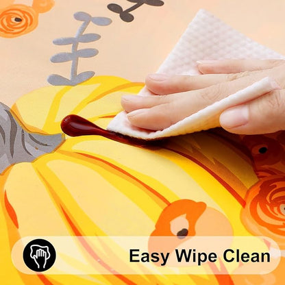Smiry Plastic Thanksgiving Tablecloth, Pumpkin Wipeable Flannel Backed Vinyl - Image 4