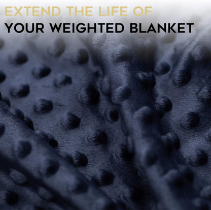 YnM Exclusive Cooling Rayon Derived from Bamboo & Cozy Velvet Dual-Sided Duvet for Weighted Blankets with 16 Strings (60''x80'') - Blue Grey