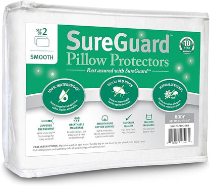 Set of 2 Body Size SureGuard Pillow Protectors by SureGuardMattressProtectors