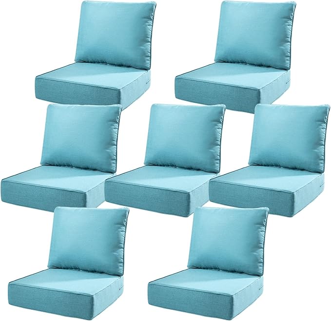 6" Thick Outdoor Cushions 22x24x6, 7-Set Deep Seat Patio Cushions by Pugire