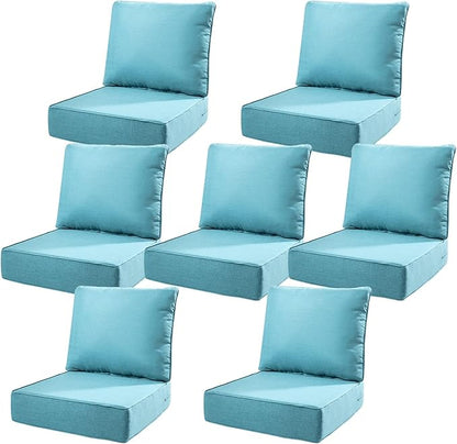 6" Thick Outdoor Cushions 22x24x6, 7-Set Deep Seat Patio Cushions by Pugire