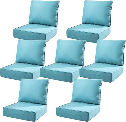 6" Thick Outdoor Cushions 22x24x6, 7-Set Deep Seat Patio Cushions by Pugire