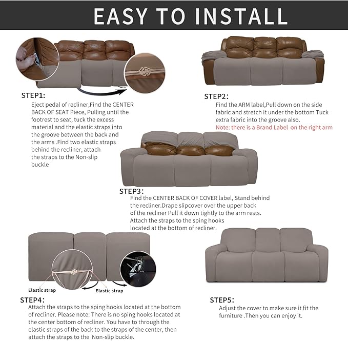 Easy-Going 8 Pieces Recliner Sofa Stretch Sofa Slipcover Sofa Cover Furniture - Image 4