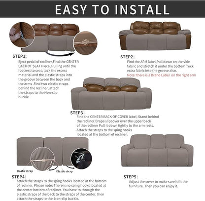Easy-Going 8 Pieces Recliner Sofa Stretch Sofa Slipcover Sofa Cover Furniture - Image 4