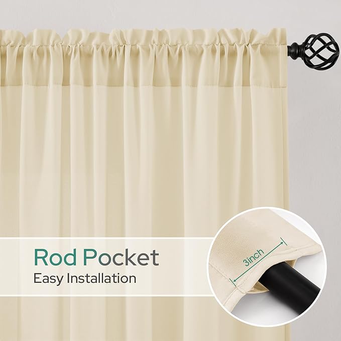 HOMEIDEAS Non-See-Through Taupe Privacy Semi Sheer Curtains 84 Inches Long 2 - Image 5