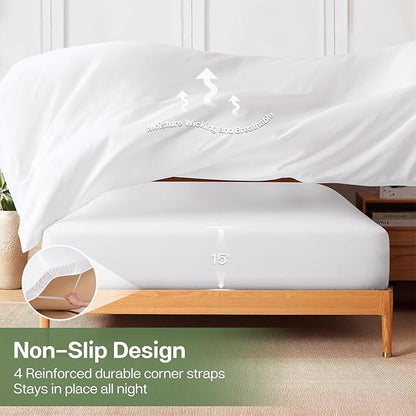 MR&HM King Fitted Sheet Only, Ultra-Soft Rayon Derived from Bamboo & Polyester - Image 6