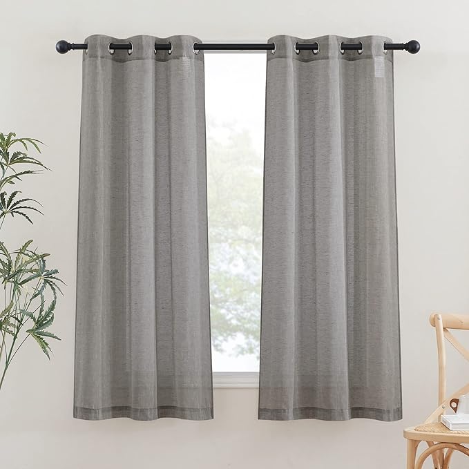 NICETOWN Charcoal Grey Linen Curtains by NICETOWN