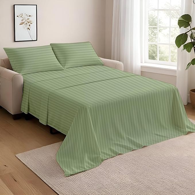 NON Sticky cotton Queen Size Sleeper Sofa Sheets, 4 Piece Egyptian Cotton Bed by Non-StickyCotton