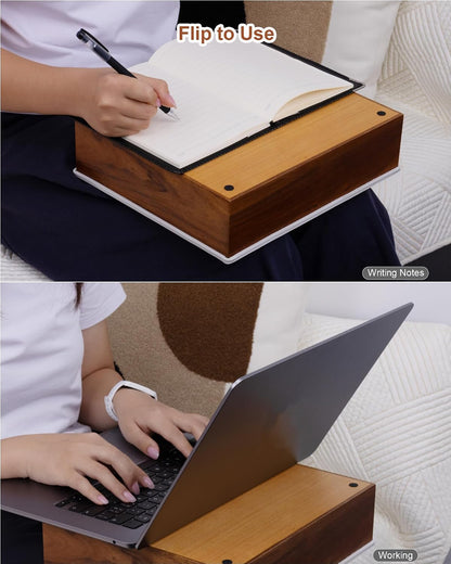 couch cup holder tray, portable silicone acacia wooden on a desk or shelf