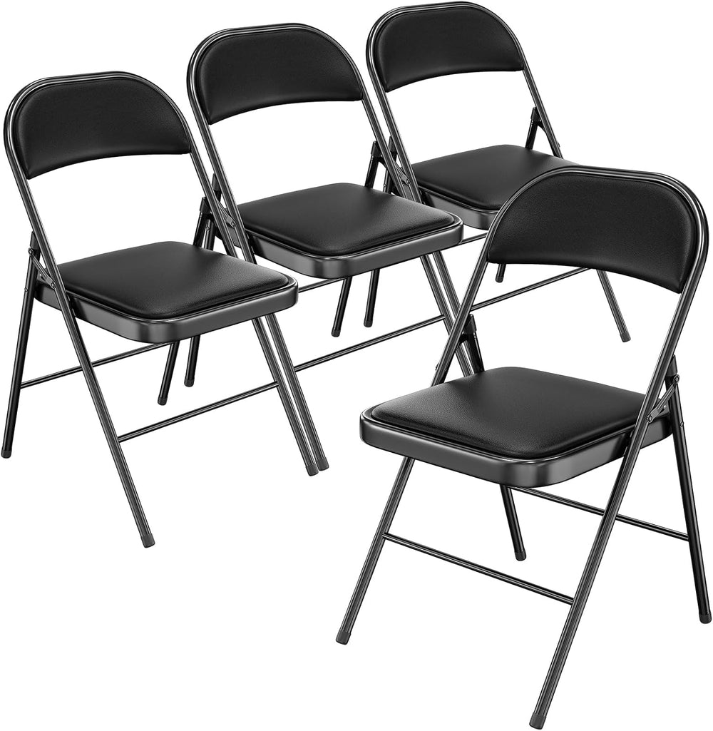 Bonnlo Folding Chair with Comfortable Padded Cushion and Back, Portable Foldi...
