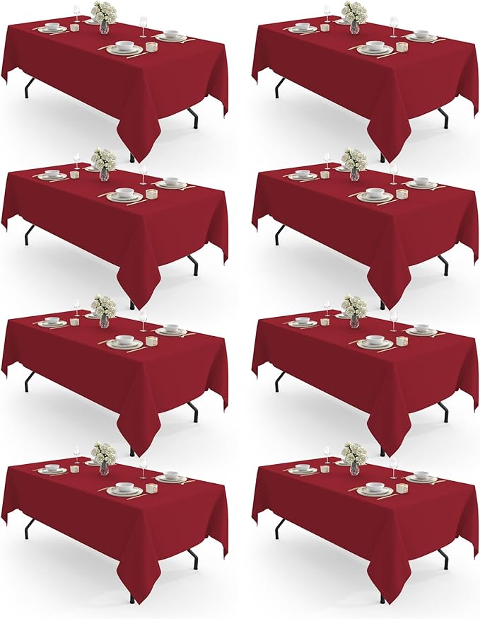 Pureegg Rectangle Table Cloth 60" x 84" – 8 Packs, Durable Polyester Tablecloth by Pureegg