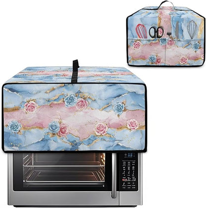Rose Marble Texture Print Microwave Oven Grill Cover Protector Polyester-Linen - Image 2
