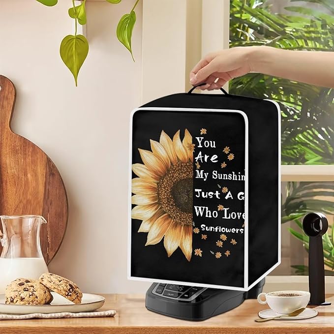 Mumeson Sunflower Black Coffee Maker Cover, Waterproof Dust Cover - Image 4