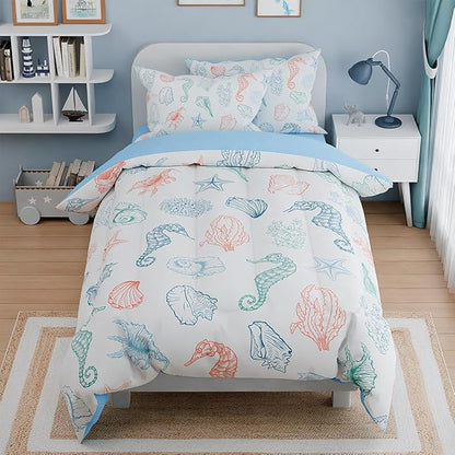 Kids Bedding Set for Girls Boys, Ultra Soft Microfiber Comforter Set Twin Size by SANDJEST
