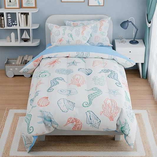 Kids Bedding Set for Girls Boys, Ultra Soft Microfiber Comforter Set Twin Size by SANDJEST