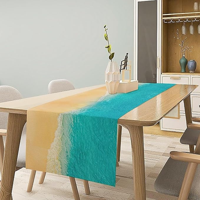 Summer Beach Table Runner Nautical Coastal Seaside Relaxing Blue Ocean Beach - Image 2