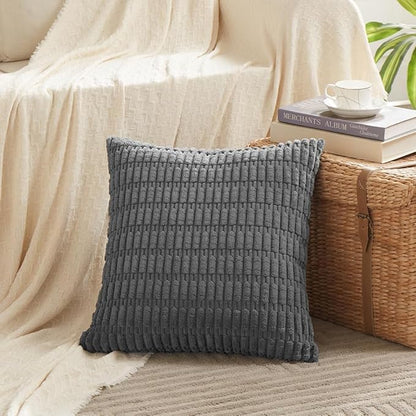 Fancy Homi 4 Packs Dark Grey Decorative Throw Pillow Covers 22x22 Inch - Image 2