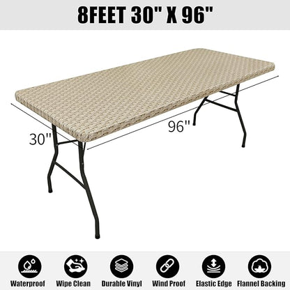 Smiry Rectangle Picnic Tablecloth, Wipeable Flannel Backed Table Covers - Image 6