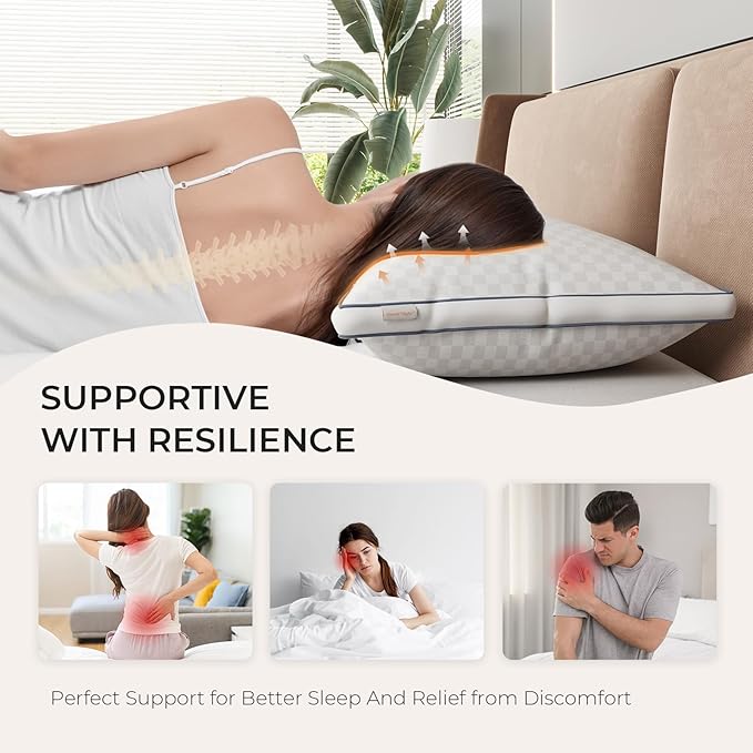 Sweetnight Standard Pillows Set of 2, Hotel Bed Pillows Fluffy Gusseted - Image 2
