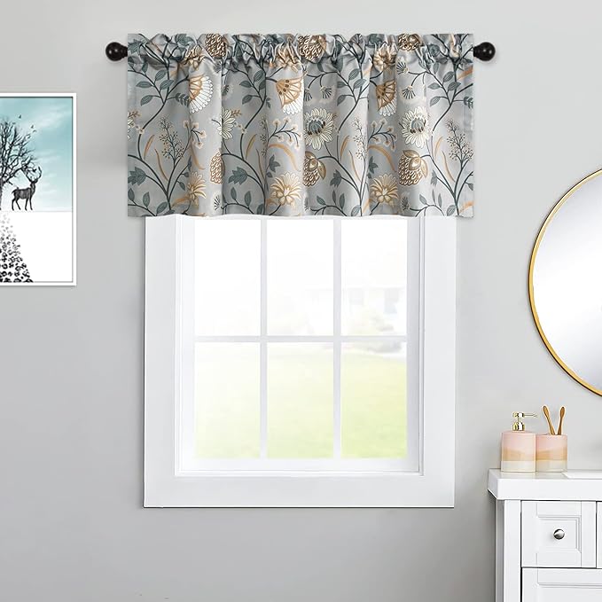 Leeva Kitchen Valances for Windows, 1 Panel Linen Textured Decorative Valance - Image 2