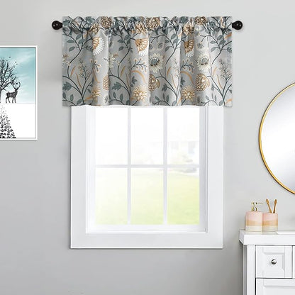 Leeva Kitchen Valances for Windows, 1 Panel Linen Textured Decorative Valance - Image 2