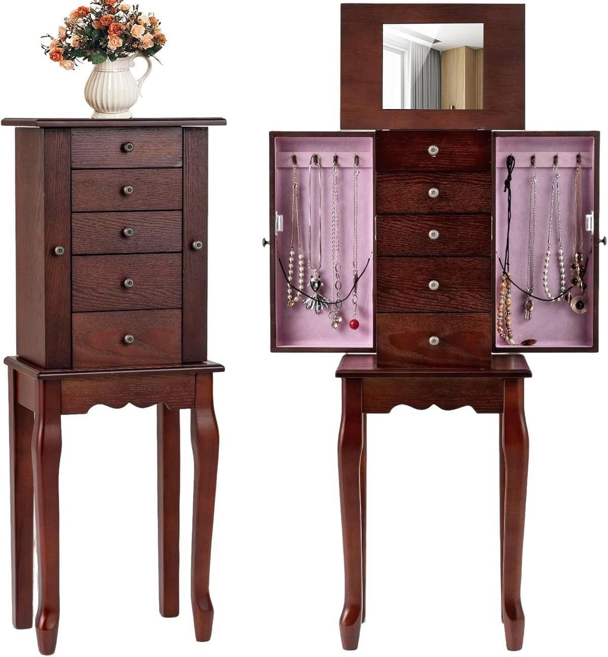 giantex standing jewelry armoire cabinet with 4 drawers, main product view